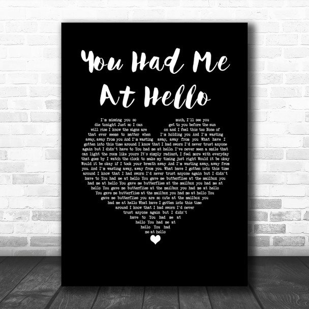 A Day To Remember You Had Me At Hello Black Heart Song Lyric Wall Art Print