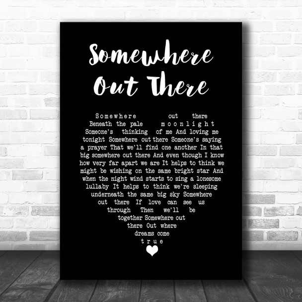 James Ingram Somewhere Out There Black Heart Song Lyric Wall Art Print