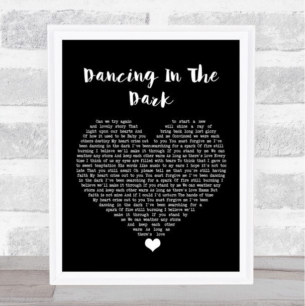 Micky Modelle Dancing In The Dark Black Heart Song Lyric Wall Art Print