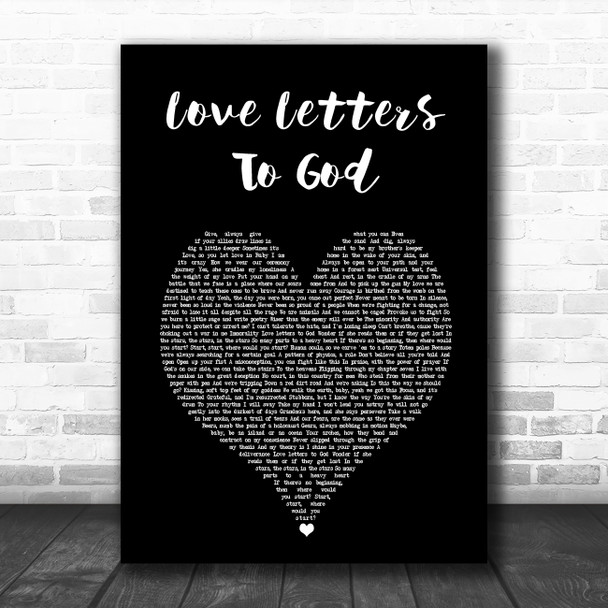 Nahko And Medicine For The People Love Letters To God Black Heart Song Lyric Wall Art Print