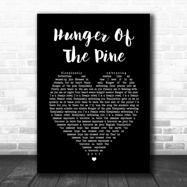 alt-J Hunger Of The Pine Black Heart Song Lyric Wall Art Print