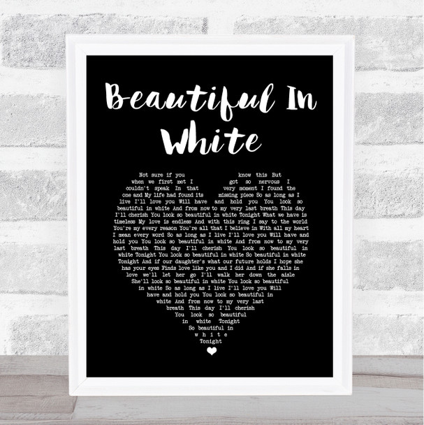 Shane Filan Beautiful In White Black Heart Song Lyric Wall Art Print