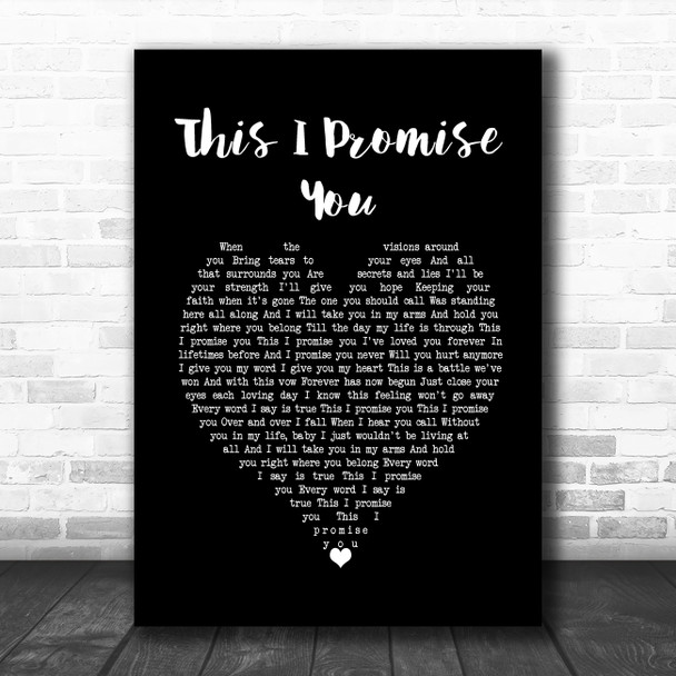 Shane Filan This I Promise You Black Heart Song Lyric Wall Art Print