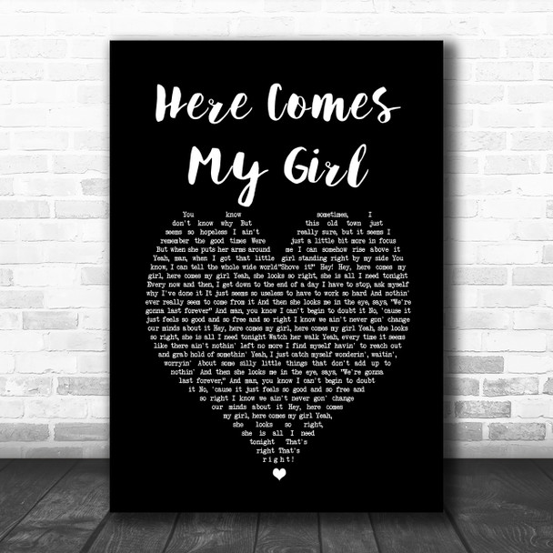 Tom Petty And The Heartbreakers Here Comes My Girl Black Heart Song Lyric Wall Art Print