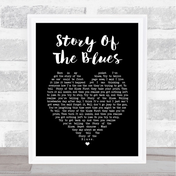 Wah Mighty Story Of The Blues Black Heart Song Lyric Wall Art Print