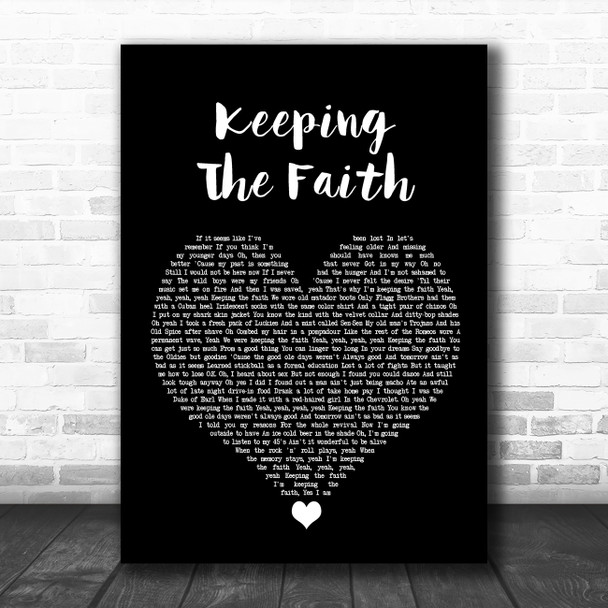 Billy Joel Keeping The Faith Black Heart Song Lyric Wall Art Print