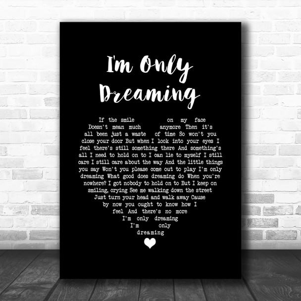 Small Faces I'm Only Dreaming Black Heart Song Lyric Wall Art Print