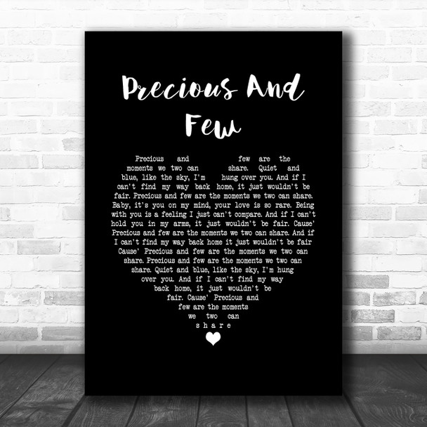 Climax Blues Band Precious And Few Black Heart Song Lyric Wall Art Print