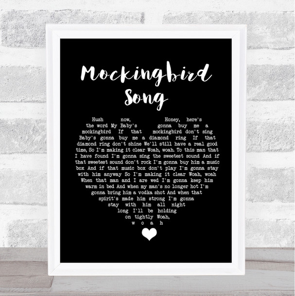 Katie Melua Mockingbird Song Black Heart Song Lyric Wall Art Print