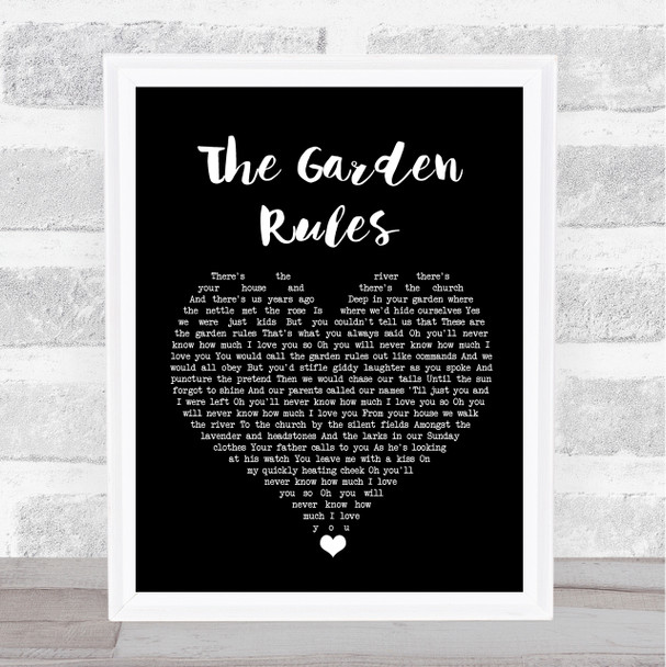 Snow Patrol The Garden Rules Black Heart Song Lyric Wall Art Print