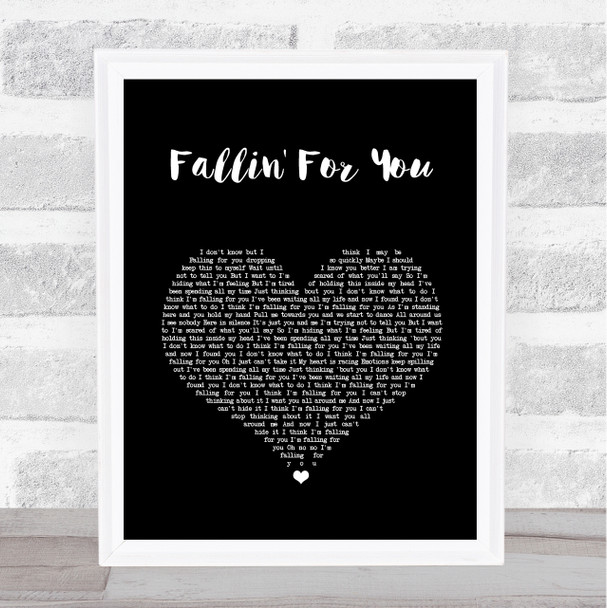 Colbie Caillat Fallin' For You Black Heart Song Lyric Wall Art Print