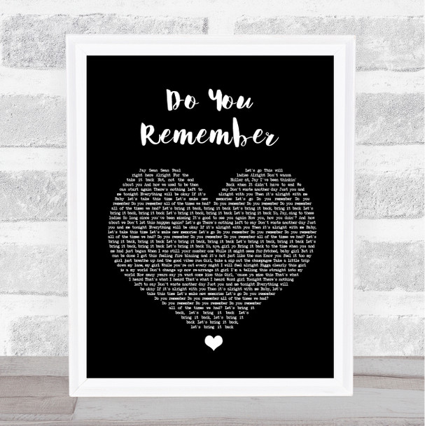 Jay Sean Do You Remember Black Heart Song Lyric Wall Art Print