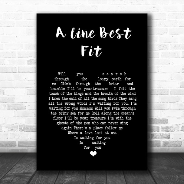 Johnny Flynn A Line Best Fit Black Heart Song Lyric Wall Art Print