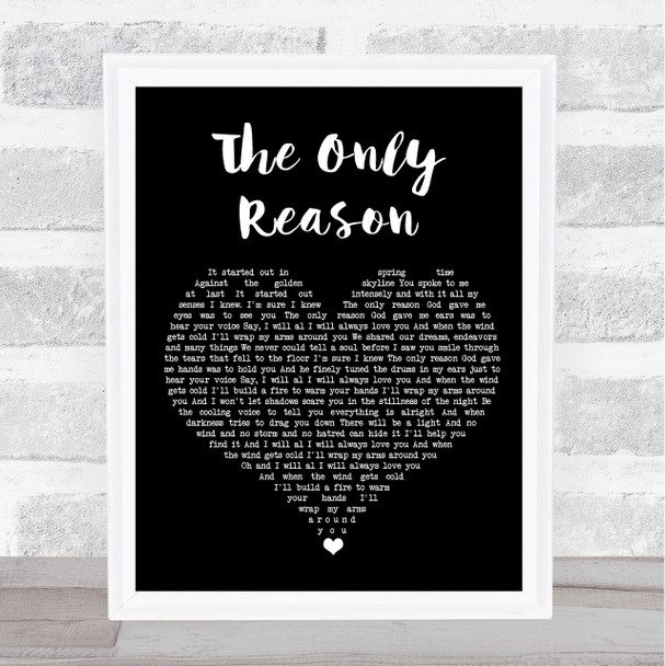 JP Cooper The Only Reason Black Heart Song Lyric Wall Art Print