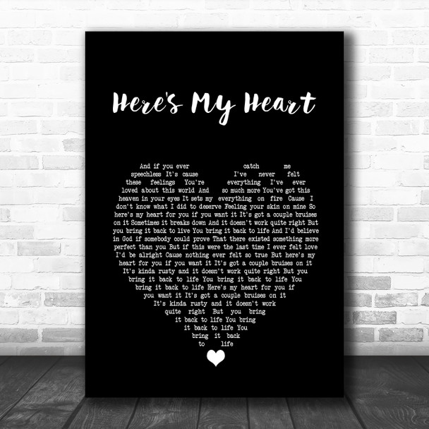 SayWeCanFly Here's My Heart Black Heart Song Lyric Wall Art Print