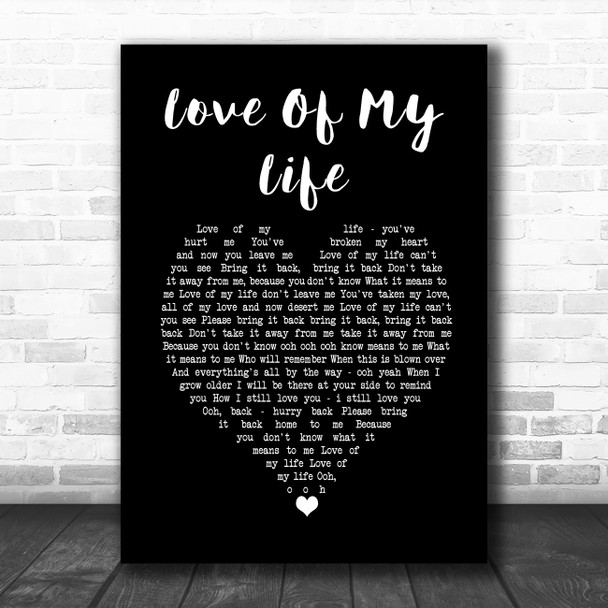 Scorpions Love Of My Life Black Heart Song Lyric Wall Art Print