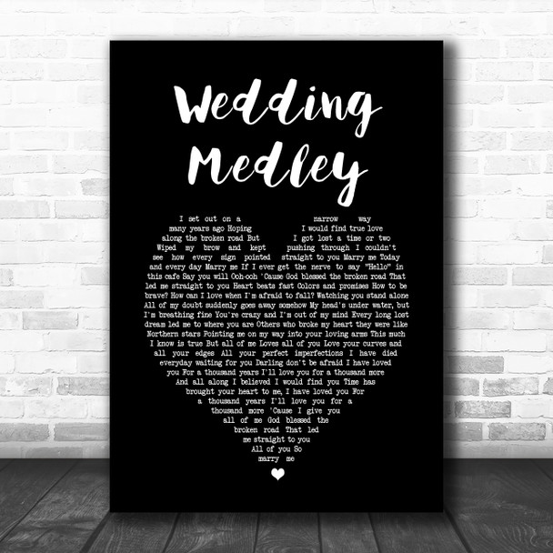 Anthem Lights Wedding Medley Black Heart Song Lyric Wall Art Print