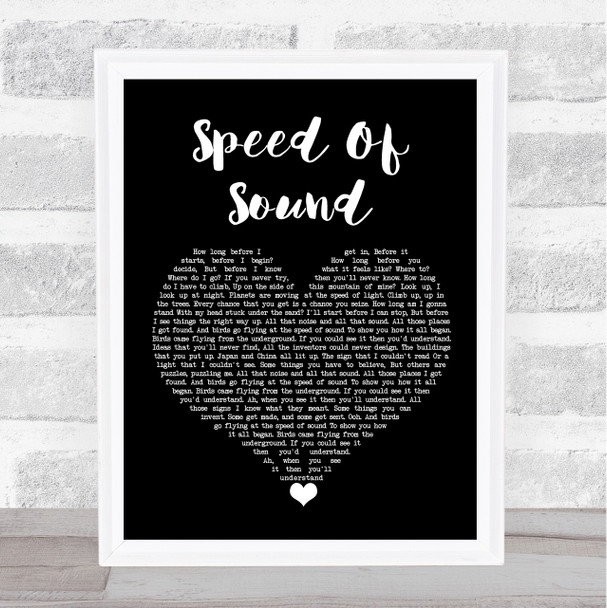 Coldplay Speed Of Sound Black Heart Song Lyric Wall Art Print