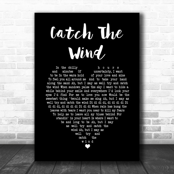 Donovan Catch The Wind Black Heart Song Lyric Wall Art Print