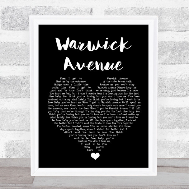 Duffy Warwick Avenue Black Heart Song Lyric Wall Art Print