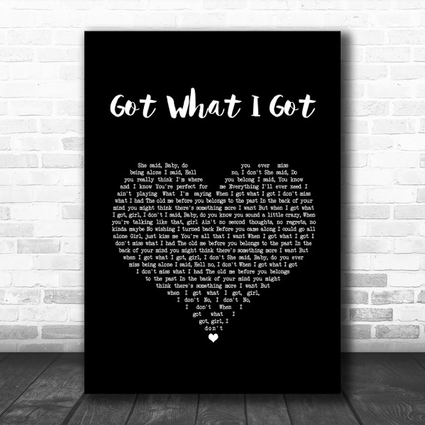 Jason Aldean Got What I Got Black Heart Song Lyric Wall Art Print