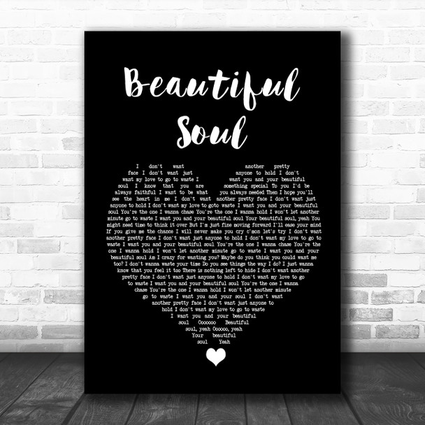 Jesse McCartney Beautiful Soul Black Heart Song Lyric Wall Art Print