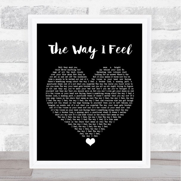 Keane The Way I Feel Black Heart Song Lyric Wall Art Print