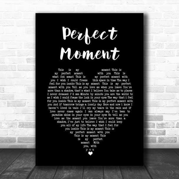 Martine McCutcheon Perfect Moment Black Heart Song Lyric Wall Art Print