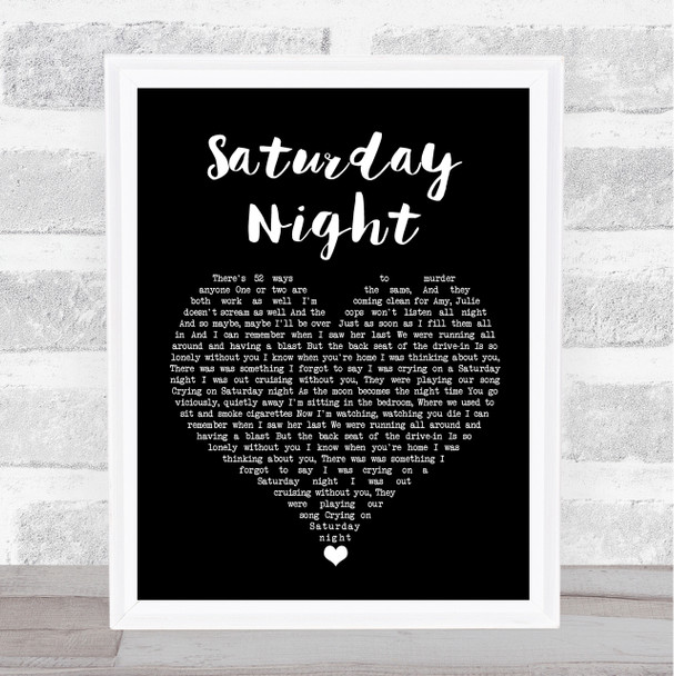 Misfits Saturday Night Black Heart Song Lyric Wall Art Print