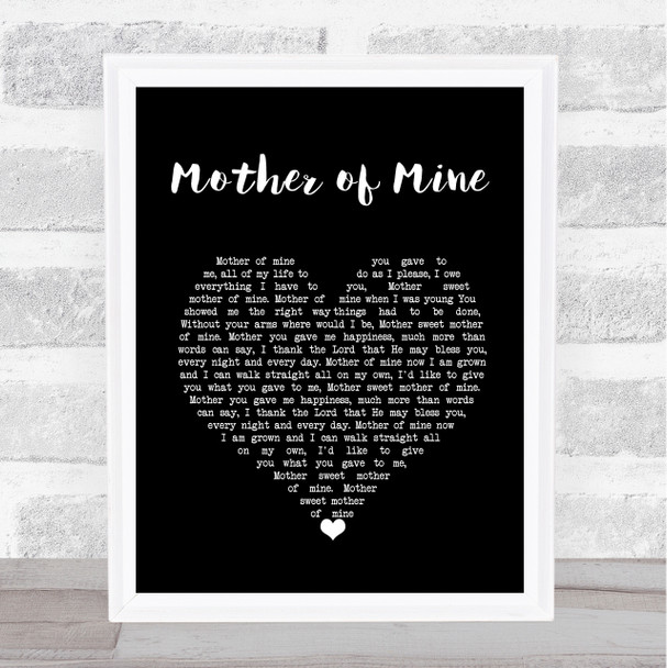 Neil Reid Mother of Mine Black Heart Song Lyric Wall Art Print
