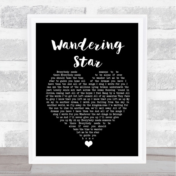 Noel Gallagher's High Flying Birds Wandering Star Black Heart Song Lyric Wall Art Print