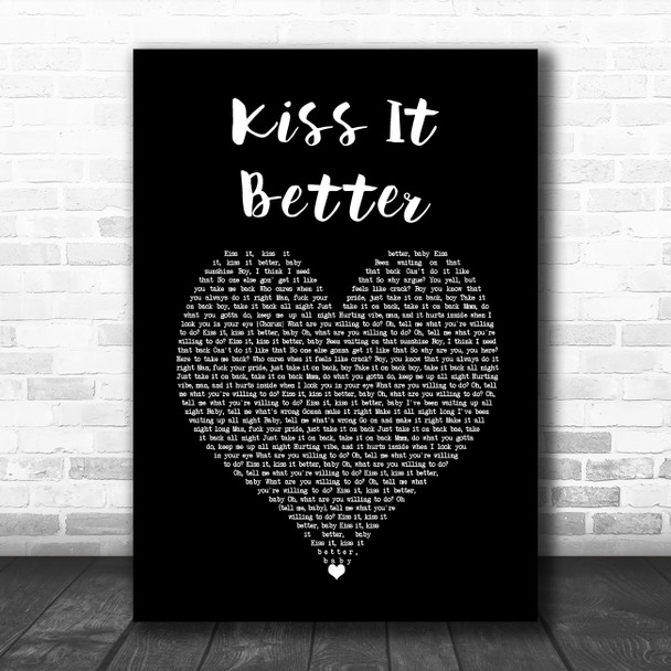 Rihanna Kiss It Better Black Heart Song Lyric Wall Art Print