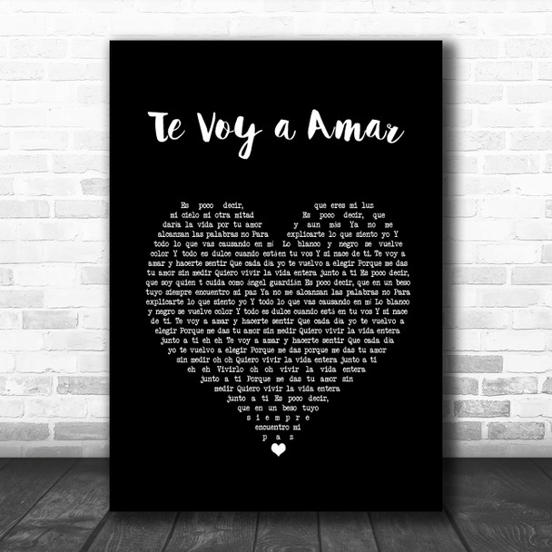 Axel Te Voy a Amar Black Heart Song Lyric Wall Art Print