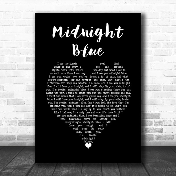 Electric Light Orchestra Midnight Blue Black Heart Song Lyric Wall Art Print