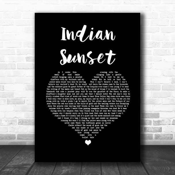 Elton John Indian Sunset Black Heart Song Lyric Wall Art Print