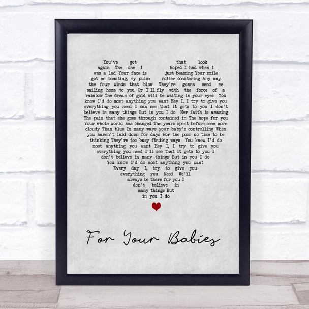 Simply Red For Your Babies Grey Heart Song Lyric Music Wall Art Print