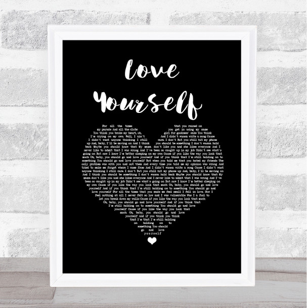 Justin Bieber Love Yourself Black Heart Song Lyric Wall Art Print