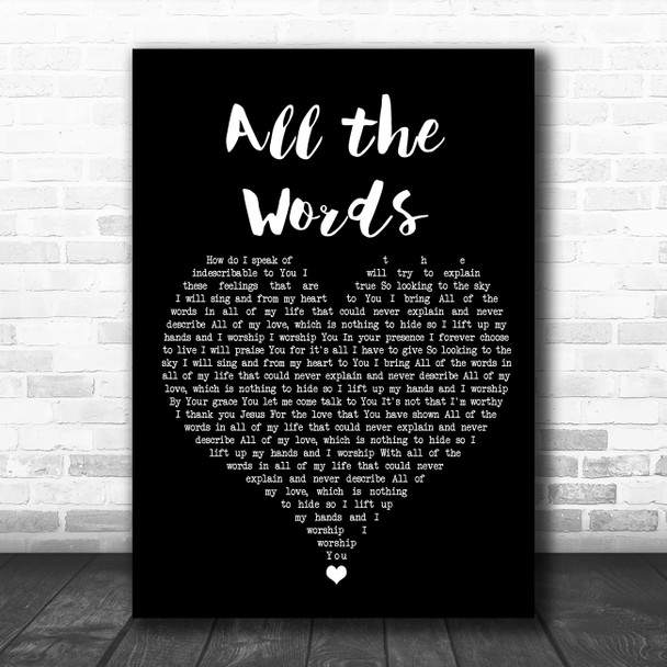 Kutless All the Words Black Heart Song Lyric Wall Art Print