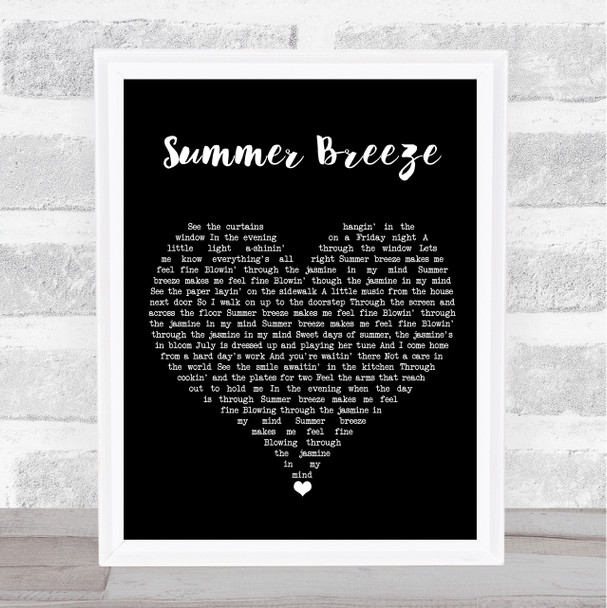 Seals & Crofts Summer Breeze Black Heart Song Lyric Wall Art Print