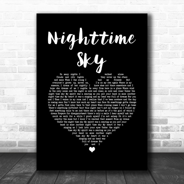 Tiger Army Nighttime Sky Black Heart Song Lyric Wall Art Print