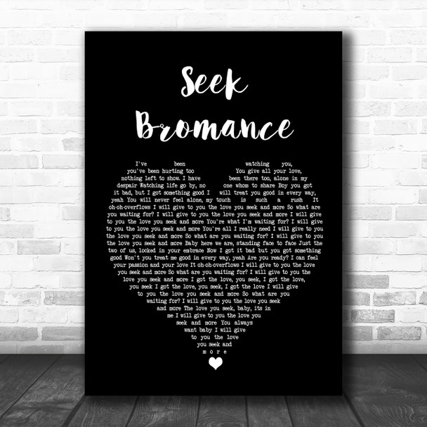 Tim Berg Seek Bromance Black Heart Song Lyric Wall Art Print