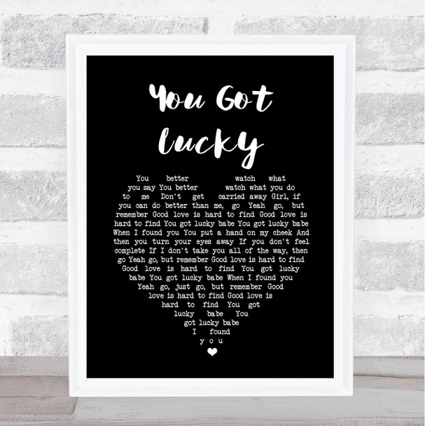 Tom Petty And The Heartbreakers You Got Lucky Black Heart Song Lyric Wall Art Print