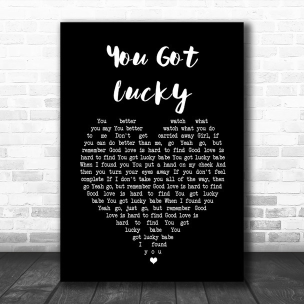 Tom Petty And The Heartbreakers You Got Lucky Black Heart Song Lyric Wall Art Print