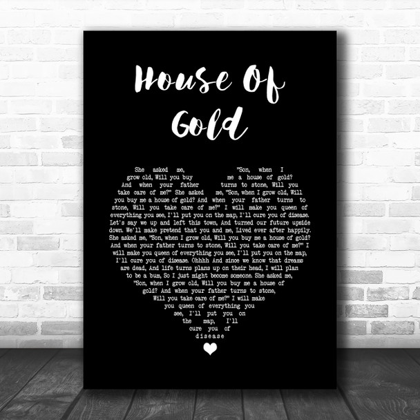 Twenty One Pilots House Of Gold Black Heart Song Lyric Wall Art Print