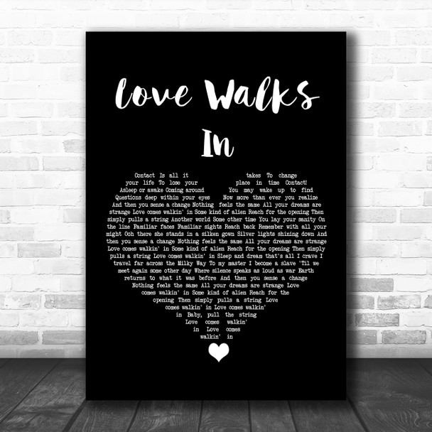 Van Halen Love Walks In Black Heart Song Lyric Wall Art Print