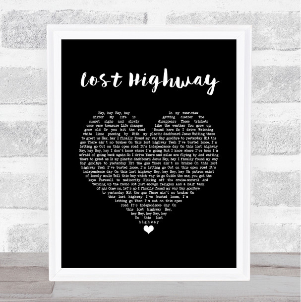 Bon Jovi Lost Highway Black Heart Song Lyric Wall Art Print