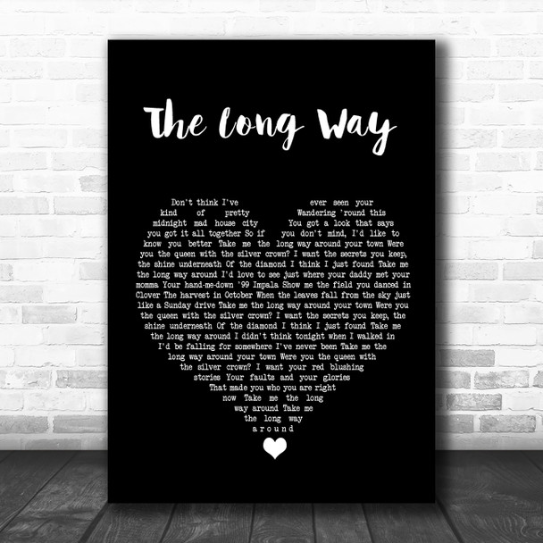 Brett Eldredge The Long Way Black Heart Song Lyric Wall Art Print