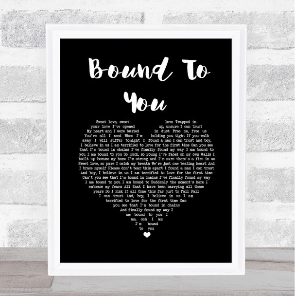 Christina Aguilera Bound To You Black Heart Song Lyric Wall Art Print