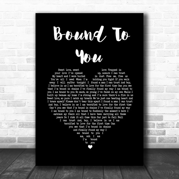 Christina Aguilera Bound To You Black Heart Song Lyric Wall Art Print