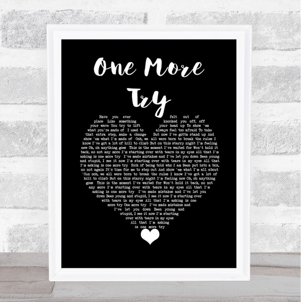 Jessie J One More Try Black Heart Song Lyric Wall Art Print